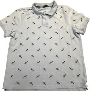 J. Crew All Over Martini Print Polo Light Blue Mens XL Golf Party Shirt